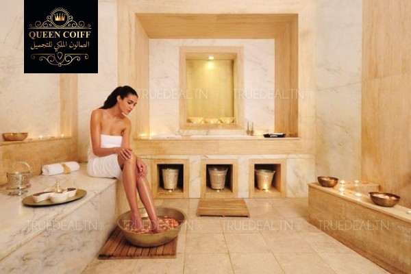 Hammam + gommage + Enveloppement henna et savon marocain + Massage relaxant humide + Epilation jambes complètes ou bras complètes