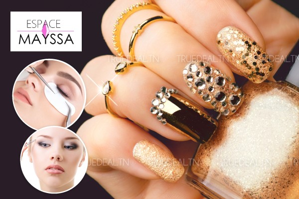 Faux ongles capsules + Gel + Vernis permanent + Cil à Cil + Epilation sourcils, lèvre supérieure, menton