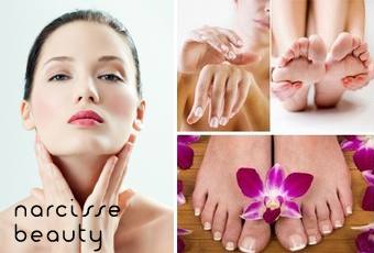 Soin de visage spécifique ( nettoyage , extraction des comedons, gommage, masque selon type de peau, massage facial) + soin des mains + soin des pieds + 2 poses vernis à 27 dt au lieu de 100 dt au centre Narcisse Beauty (Ennasr)