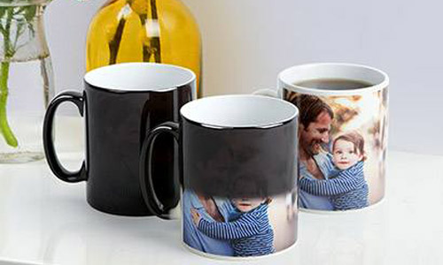 02 Mugs personnalisés aux choix(magique, transparent, doré argenté, fluo…) à 18dt Seulement