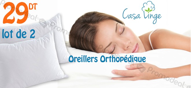 Promotion 2 oreillers orthopédiques Casa Linge à 29 DT pour un sommeil en douceur