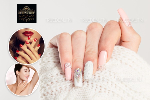 Soin des mains + Faux ongles capsules + Gel + Pose vernis permanent + Epilation lèvre supérieure, menton