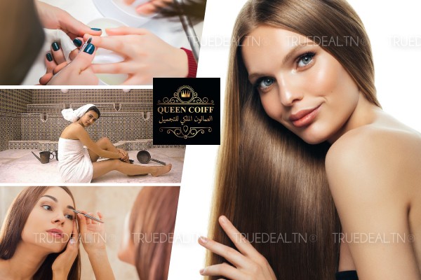 Kératine + Coloration + Coupe + Brushing + Epilation visage, sourcils + 2 poses vernis + Hammam + Gommage + Enveloppement savon marocain + Massage relaxant humide