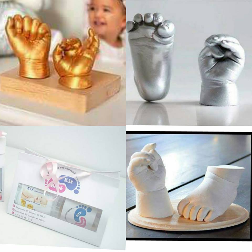 Archivé: Kit de moulage 3D pour empreintes de mains et pieds de bébé, famille ou couple à partir de 55dt Seulement