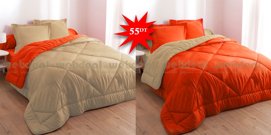 Archivé: Couette double face (Beige-Orangé) à 55dt seulement