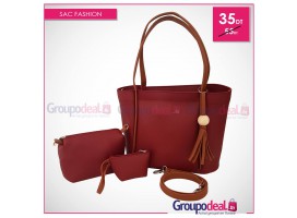 Pack sac à main  3 pièces sac + pochette avec ceinture + porte monnaie