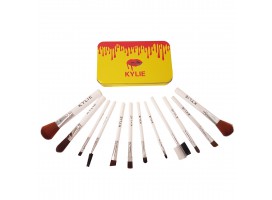 Set de 12 pinceaux Kylie  Maquillage -Professionnel- Avec Boîte de Fer