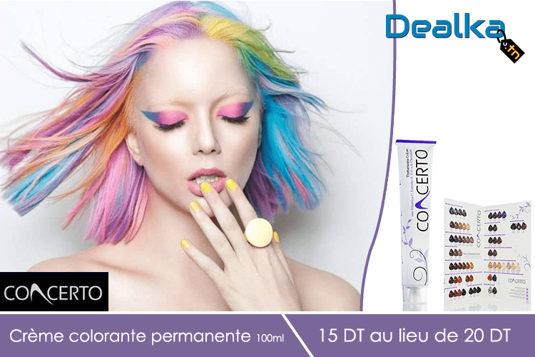 Crème colorante BIO permanente CONCERTO pour toutes types des cheveux  de 100ML