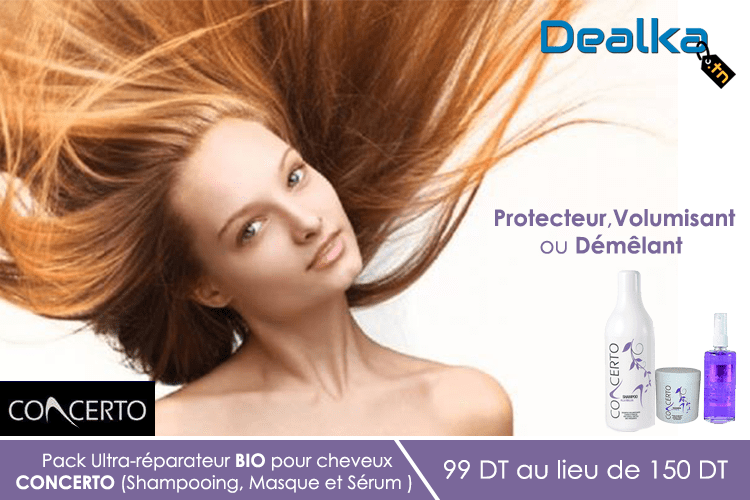 Pack Ultra-réparateur BIO pour cheveux  CONCERTO (Shampooing, Masque et Sérum)