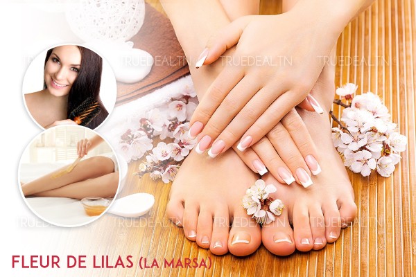 Soin des mains + Soin des pieds + 2 poses vernis + Epilation jambes complètes, bras complètes, aisselles, visage, sourcils + Brushing