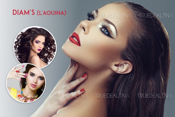 Maquillage soirée + Brushing artistique + Epilation sourcils, lèvre supérieure, menton + Pose vernis