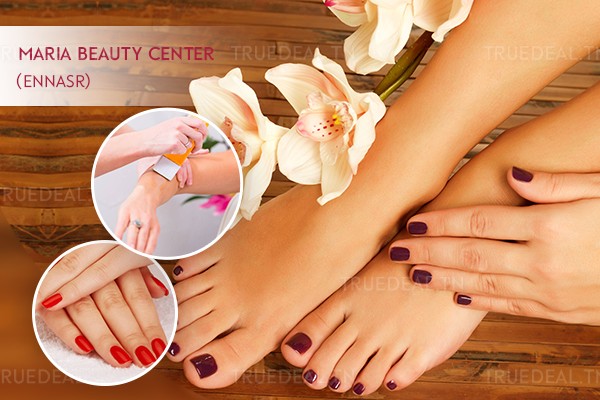 Soin des mains + Soin des pieds + 2 poses vernis permanent + Epilation bras complètes, aisselles, visage, sourcils + Brushing