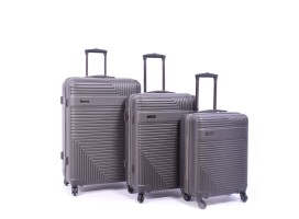 Set de 3 valises - polycarbonate - ABS - Gris- 4 roues - 360°-Transworld